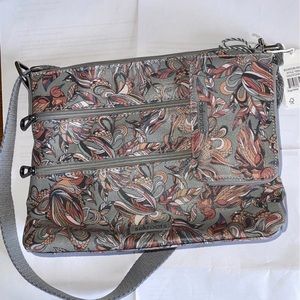 SaK Roots gray crossbody with ID pouch.